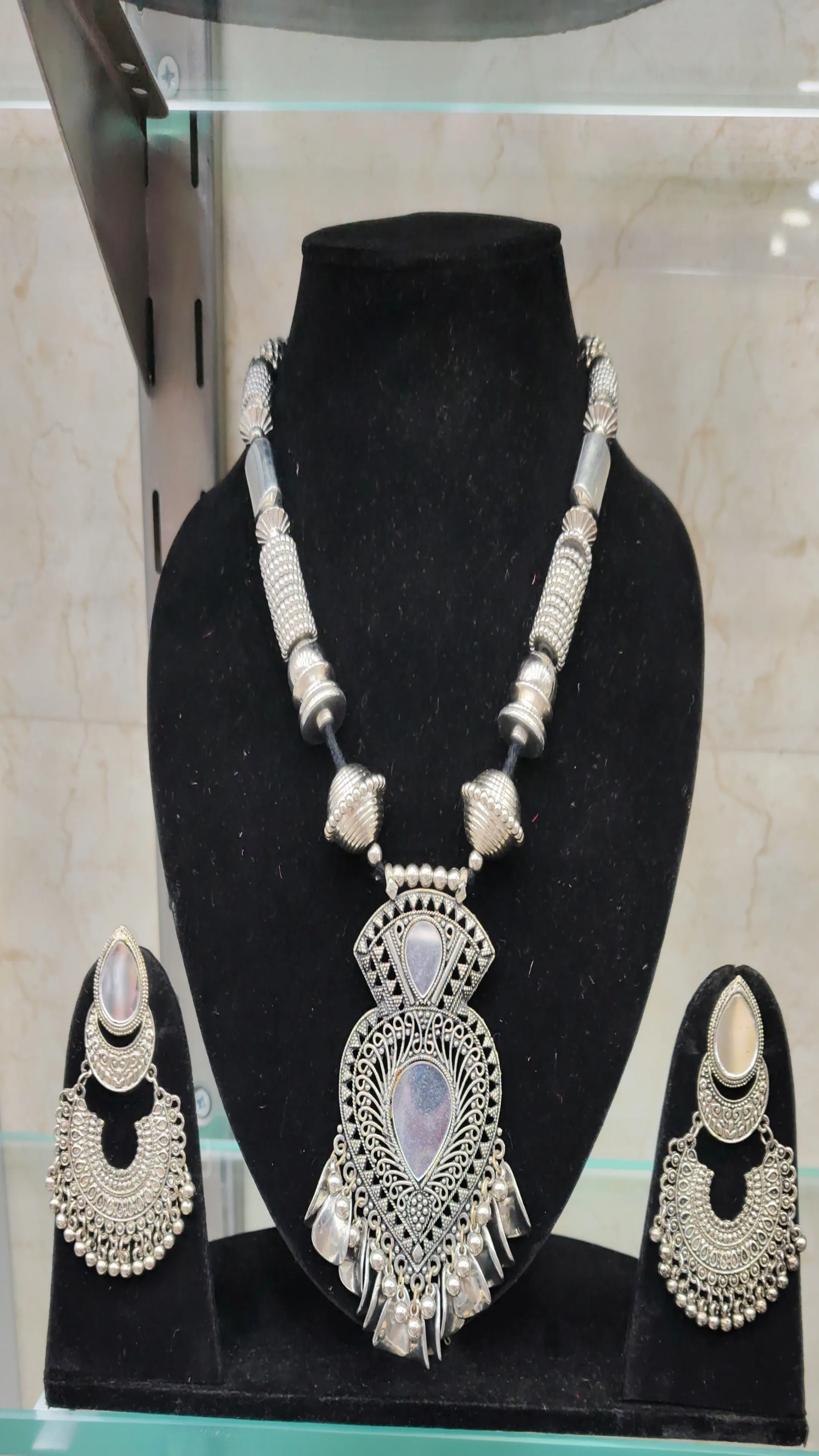 Oxidised Silver Tribal Jewelry Set view 2