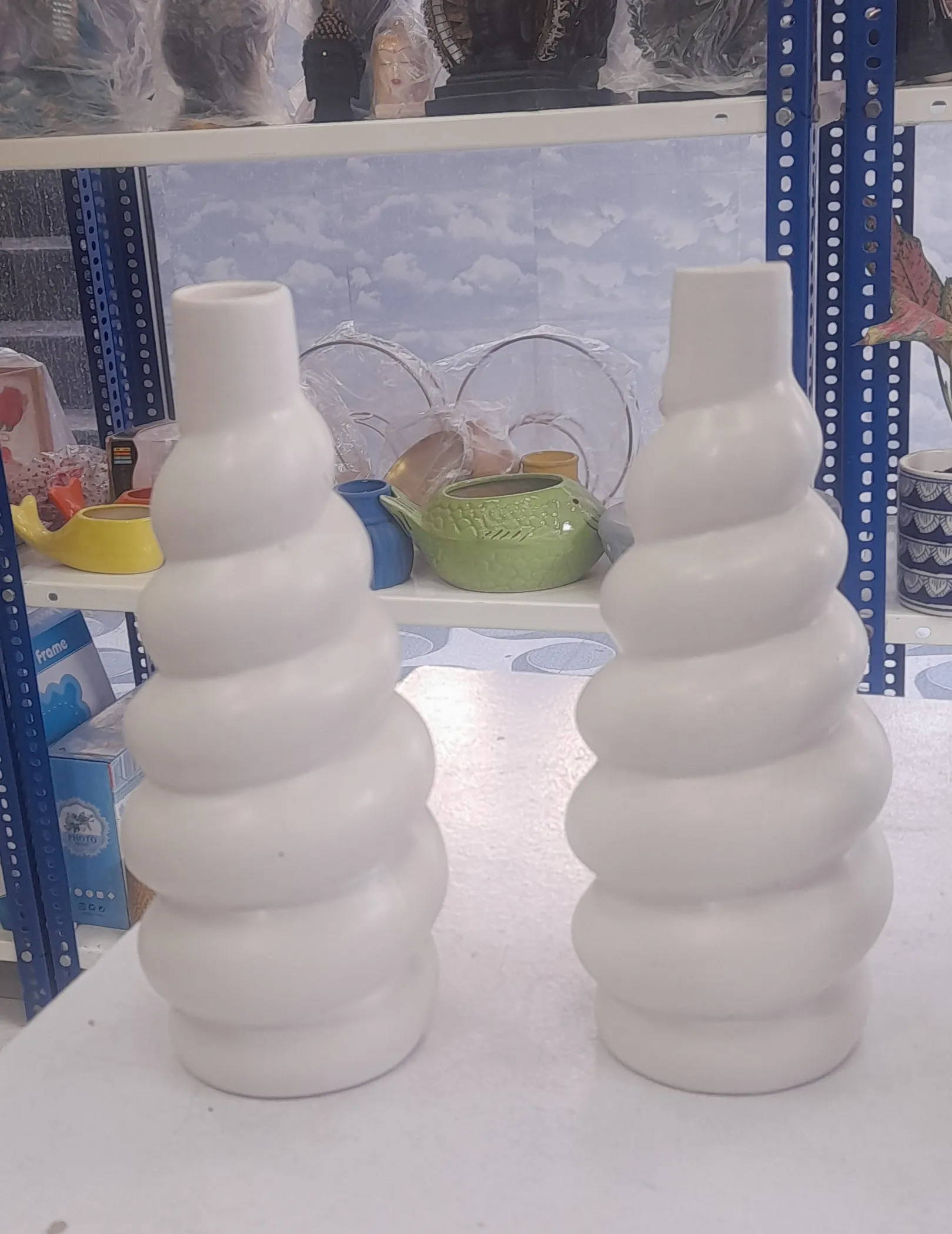 Sculptural Ceramic Vases Set Of 2 Nos 7 "H view 2