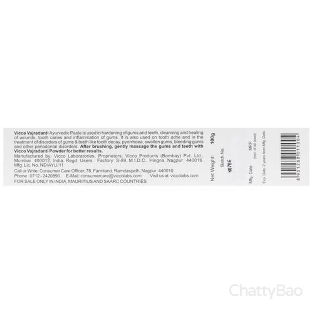 Vicco Vajradanti Ayurvedic Herbal Toothpaste 100 g view 3