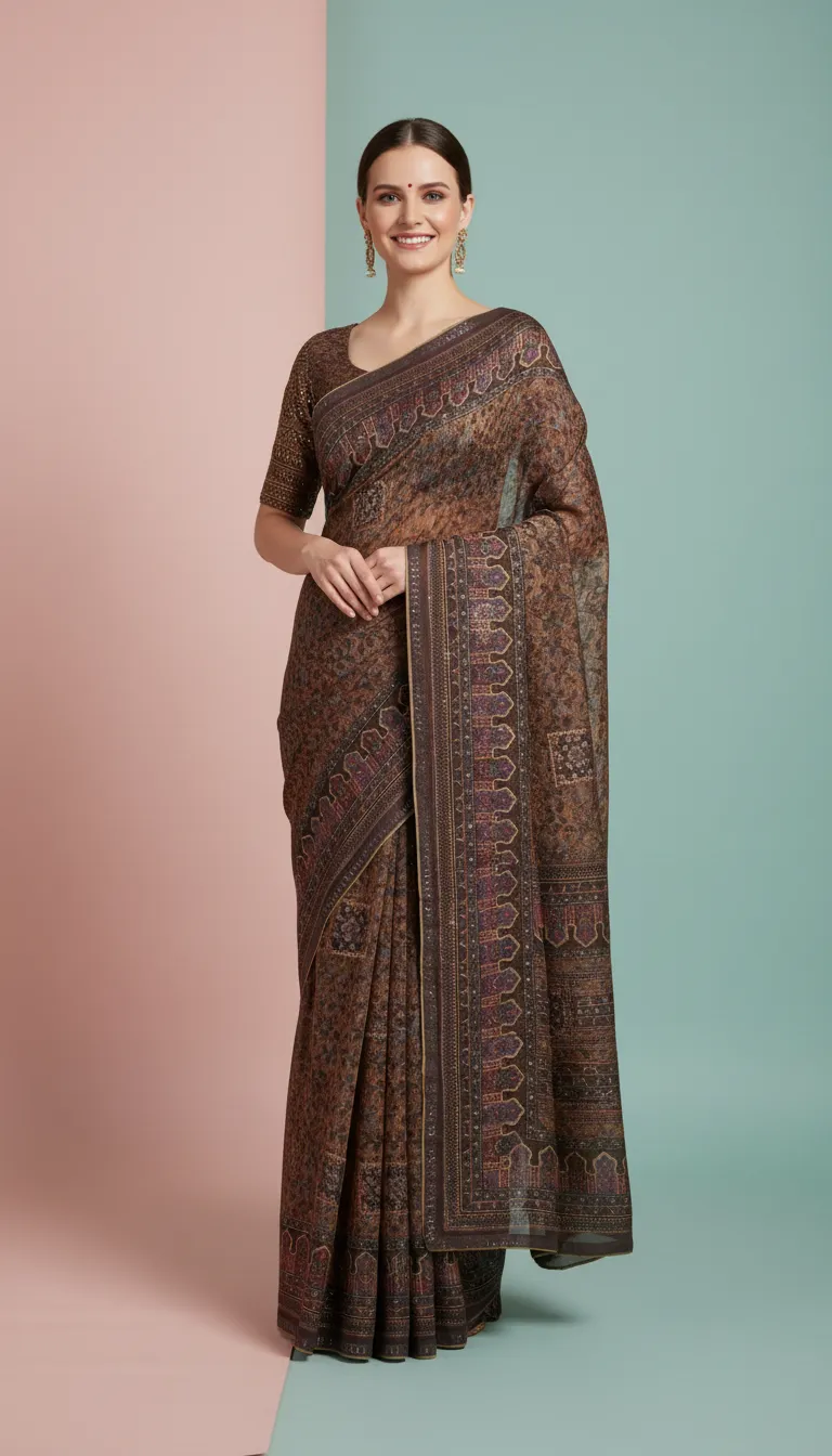 Traditional Printed Saree with Designer Border – Available in Multiple Colours