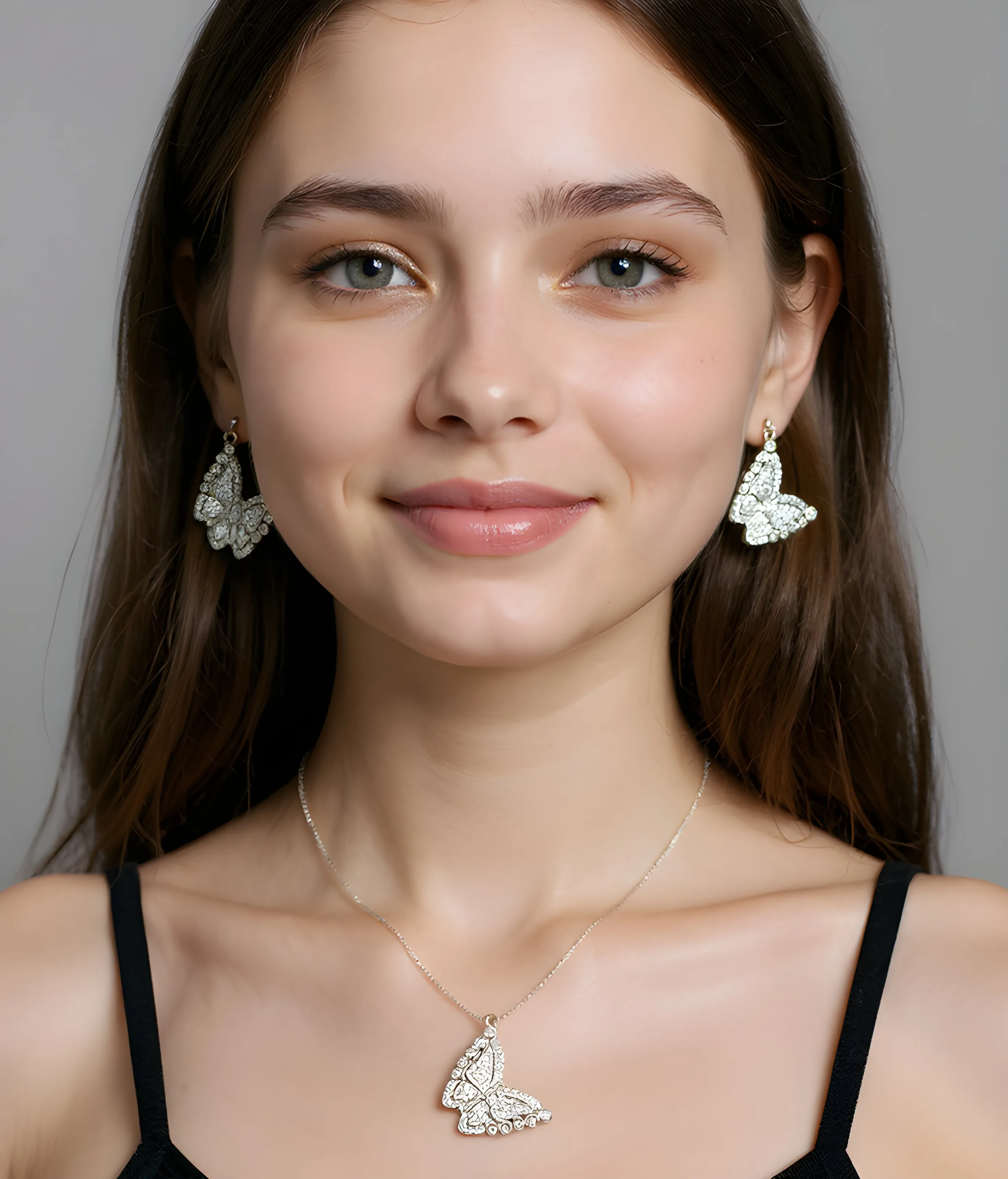 Butterfly Pendant Earrings Set view 2