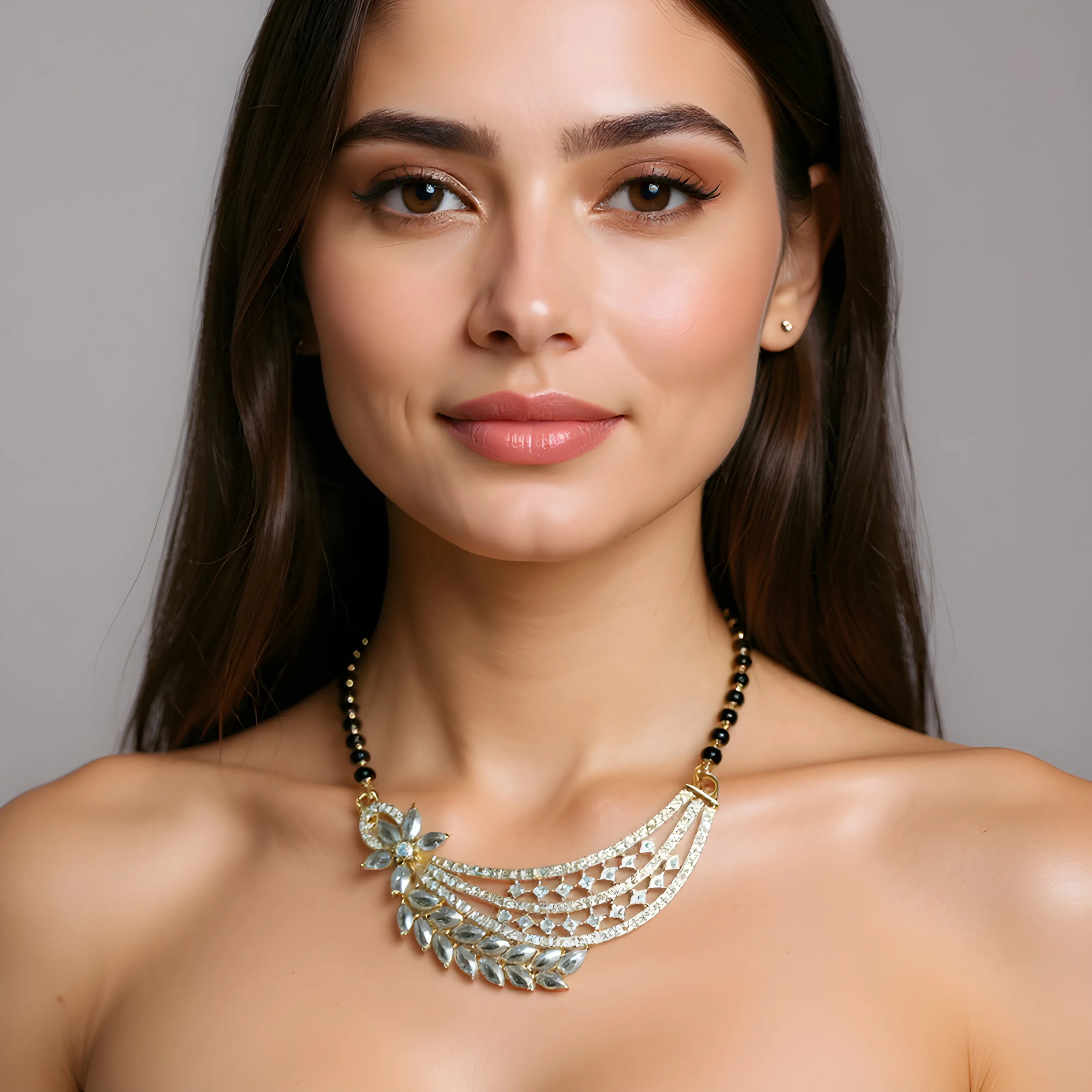 Ad Crescent Mangalsutra Rose Polish view 2