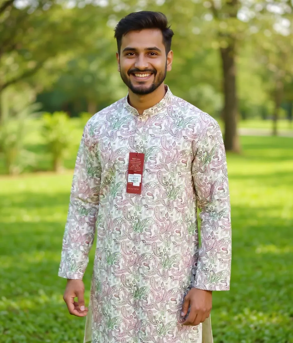 Mens Patterned Kurta view 2