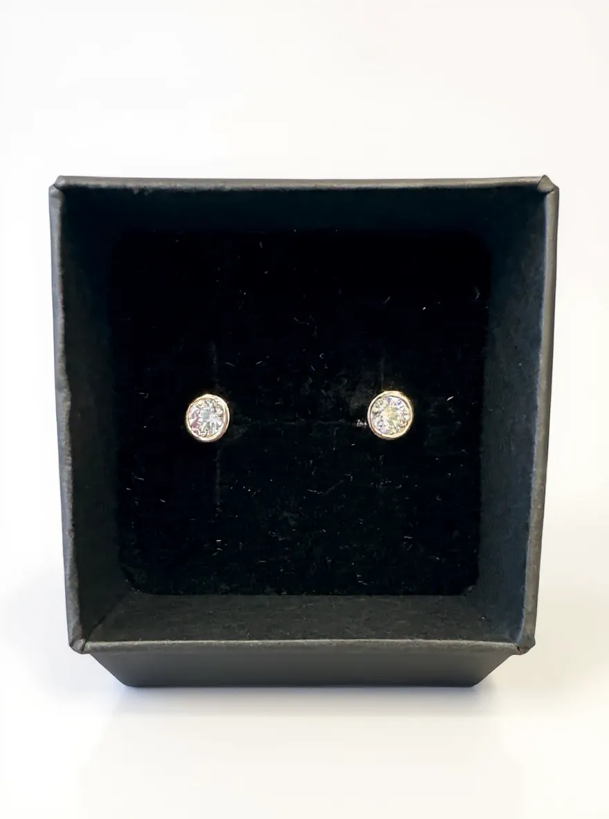 Rose Gold Solitaire Stud Earrings view 2