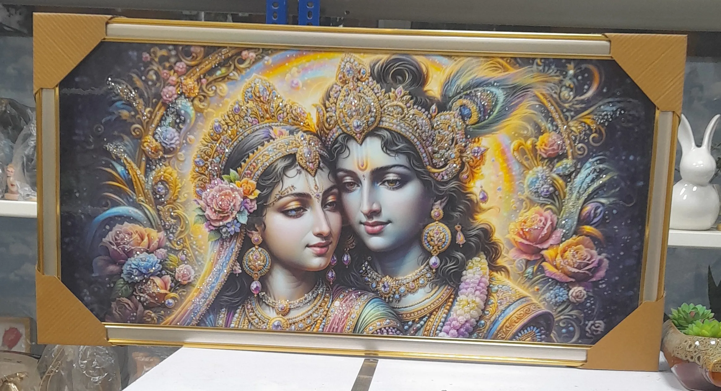 Radha Krishna Framed Art 20"H & 36"W view 2