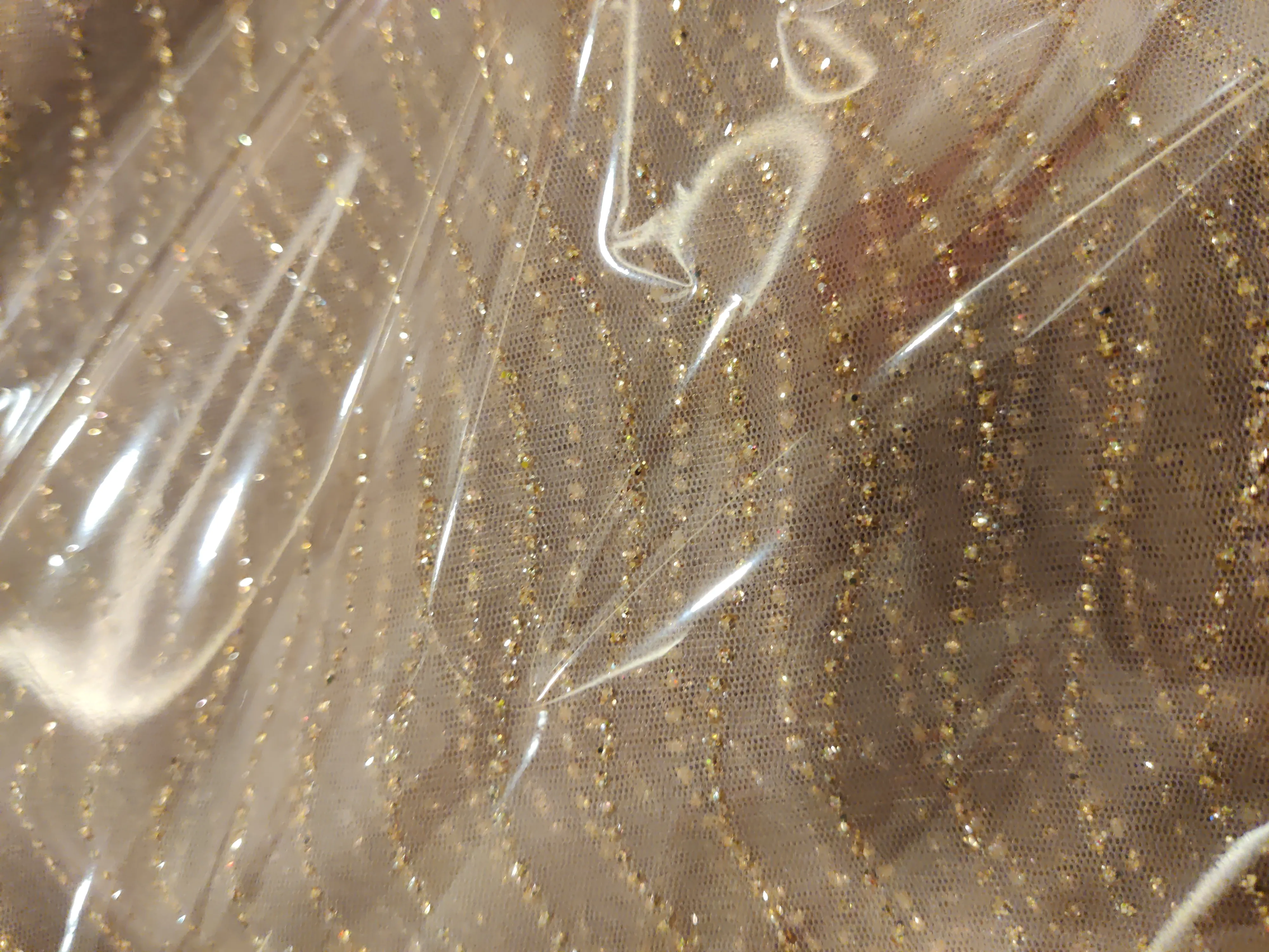 Golden Embellished Net Fabric view 2