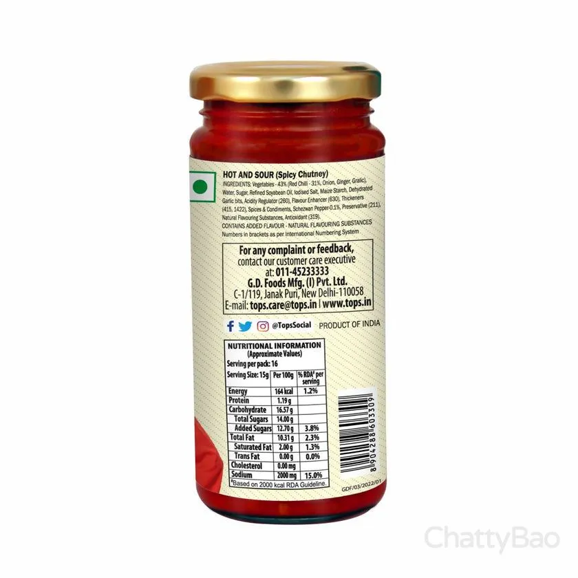 Tops Schezwan Hot (Spicy Chutney) 250 g view 2