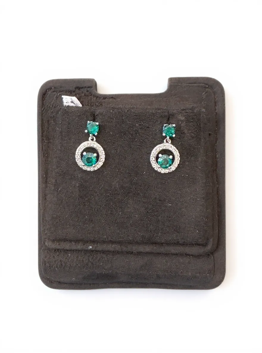 Emerald Circle Drop Earrings view 2