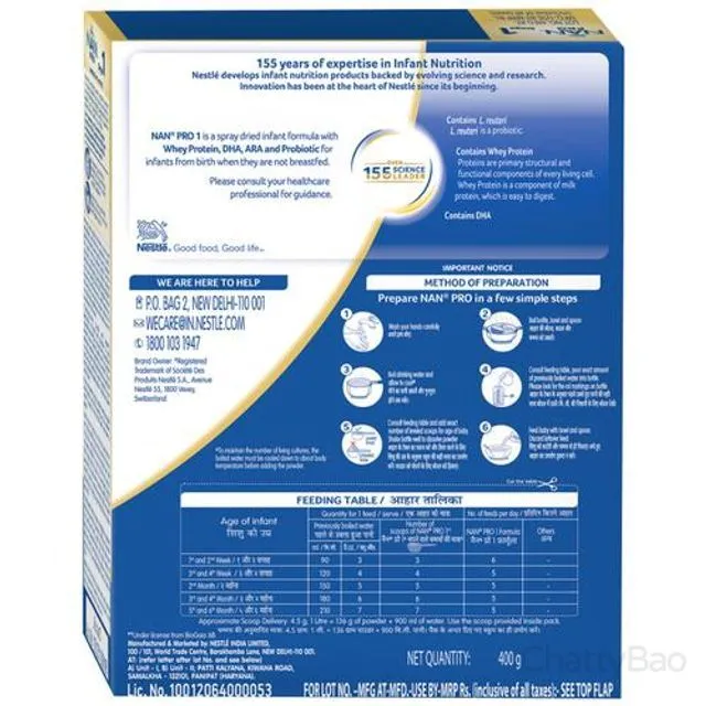 Nestle Nan Pro 1 Formula Powder Upto 6 Months 400 g view 2