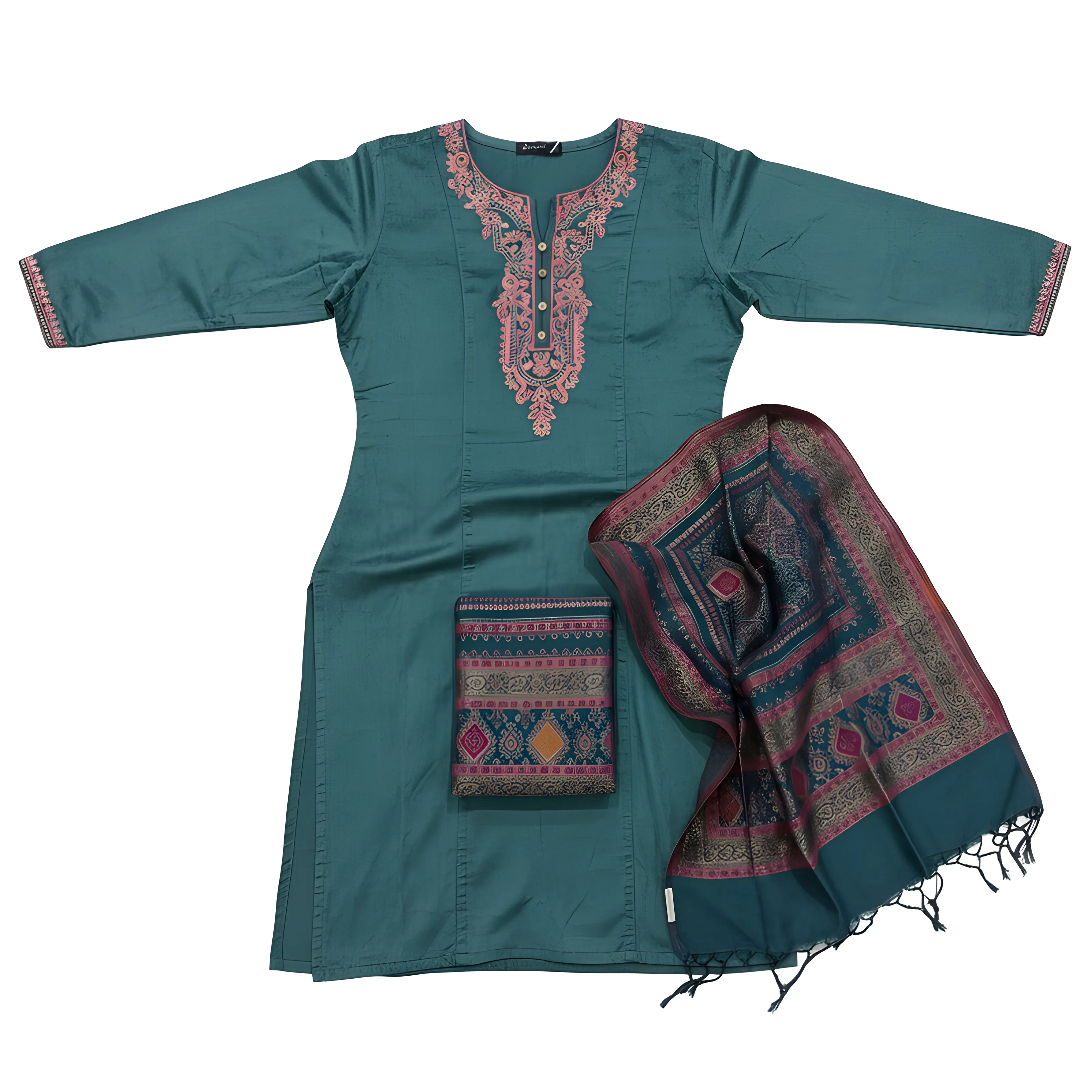 Embroidered Kurti with Dupatta view 2