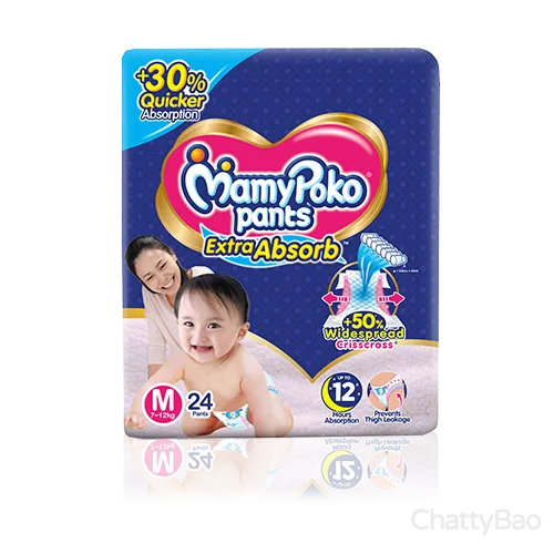 MamyPoko Pants Extra Absorb Diaper M 24 Pieces view 2
