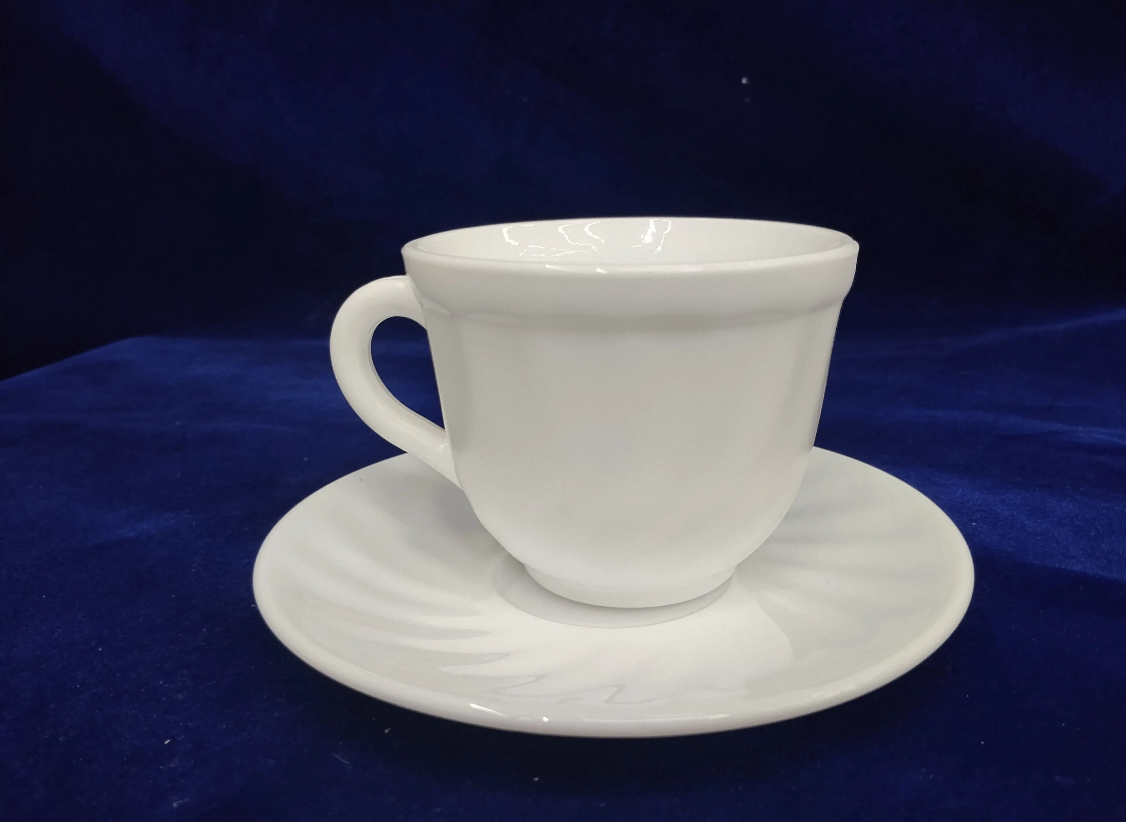 White Ceramic Cup and Saucer view 2