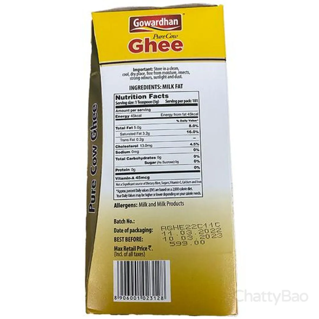 Gowardhan Pure Cow Ghee Carton 1 L view 2