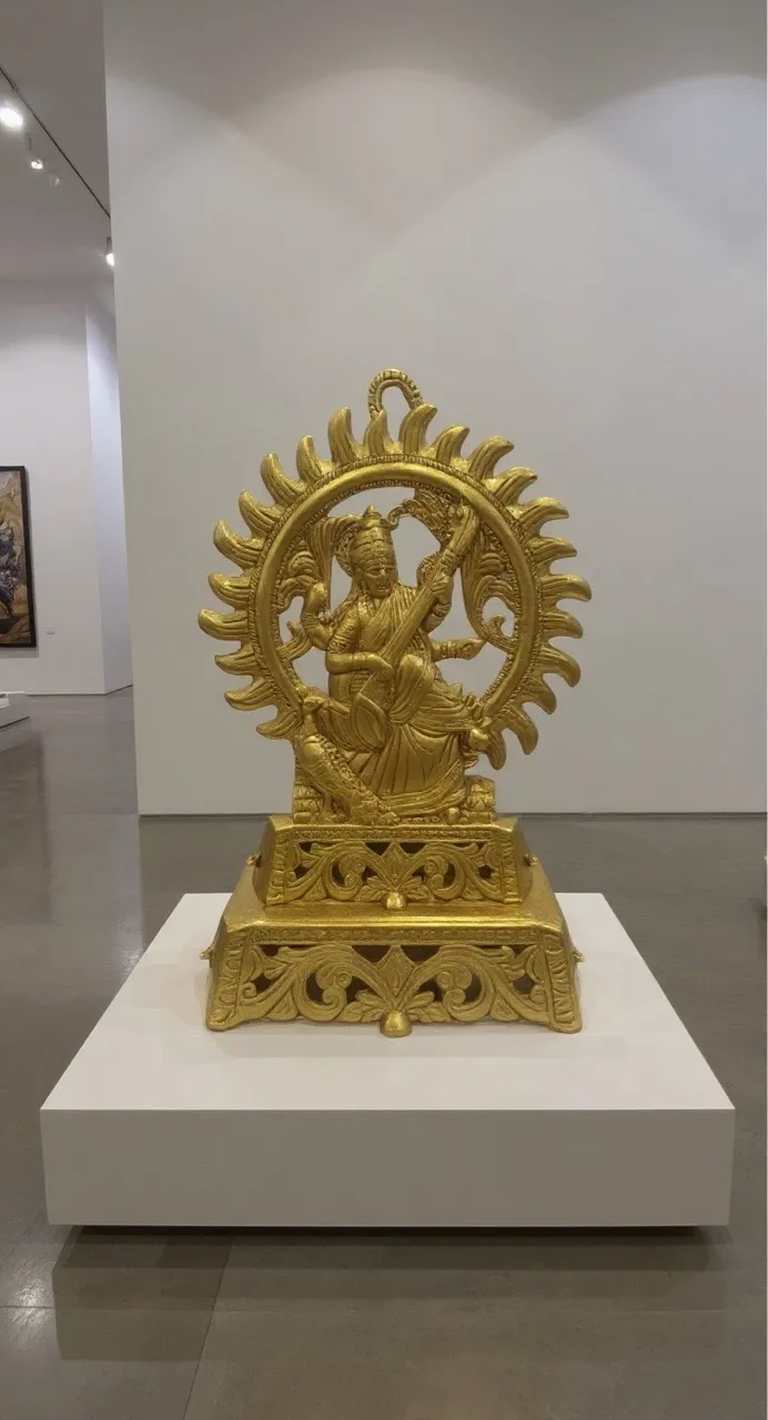 Brass Saraswati Ji Statue view 2