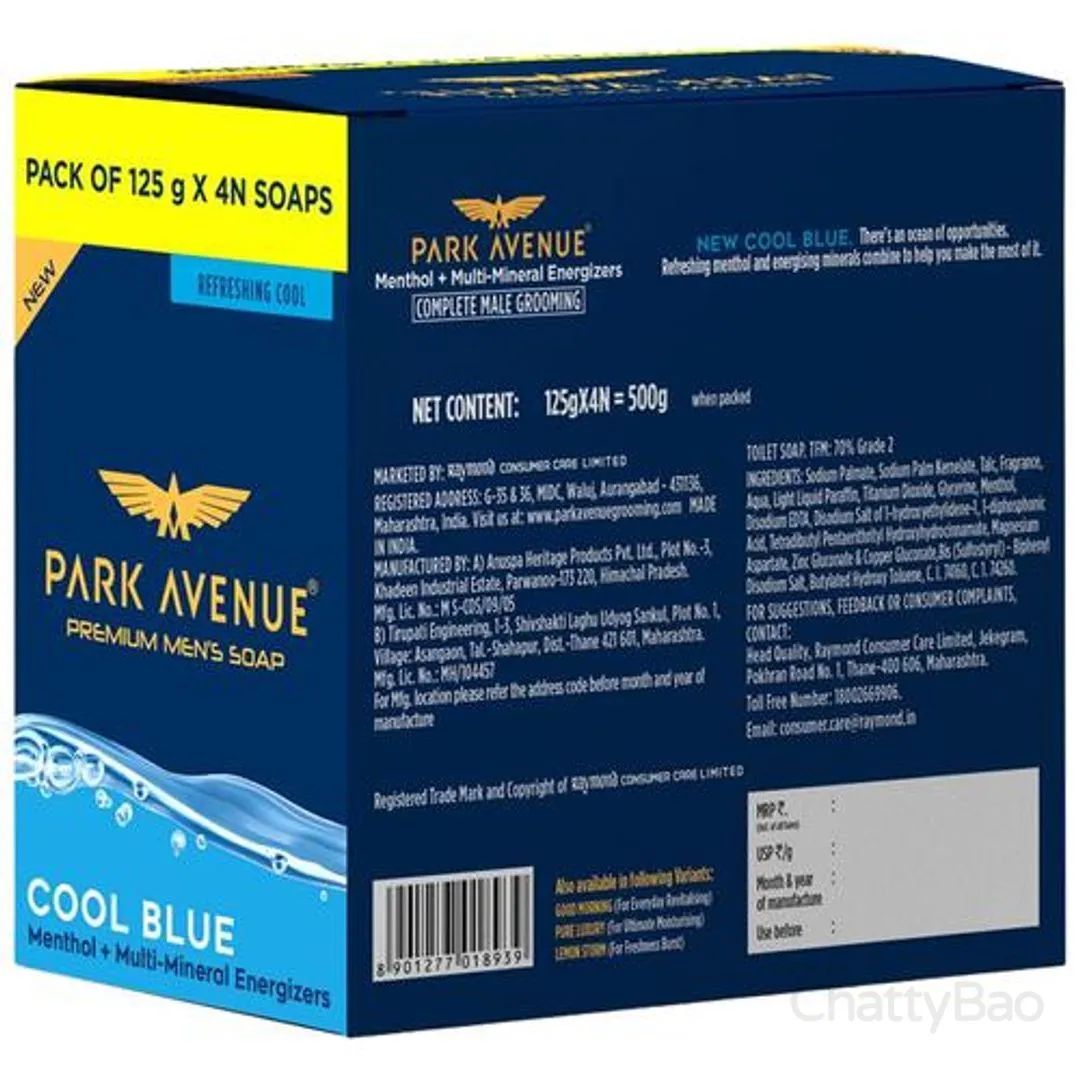 Park Avenue Premium Men Soap - Cool Blue (4 x 125 g) view 2