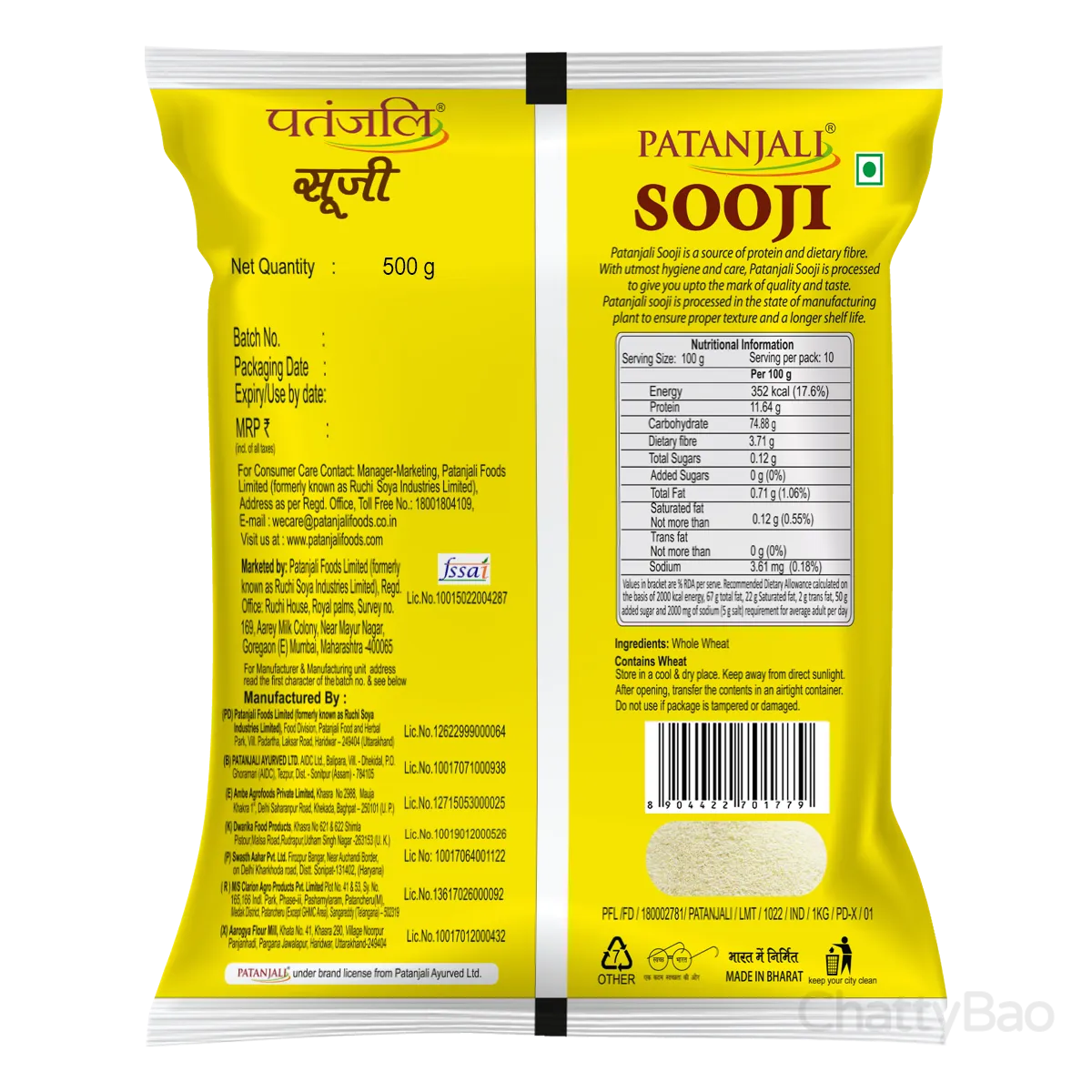 Patanjali Sooji 500 g view 2