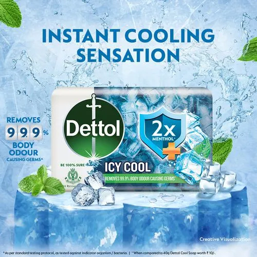 Dettol Icy Cool Bathing Soap Bar (Pack of 4 x 100 g each) view 3