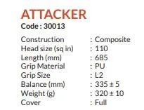 Cosco ATTACKER Tennis Racket view 2