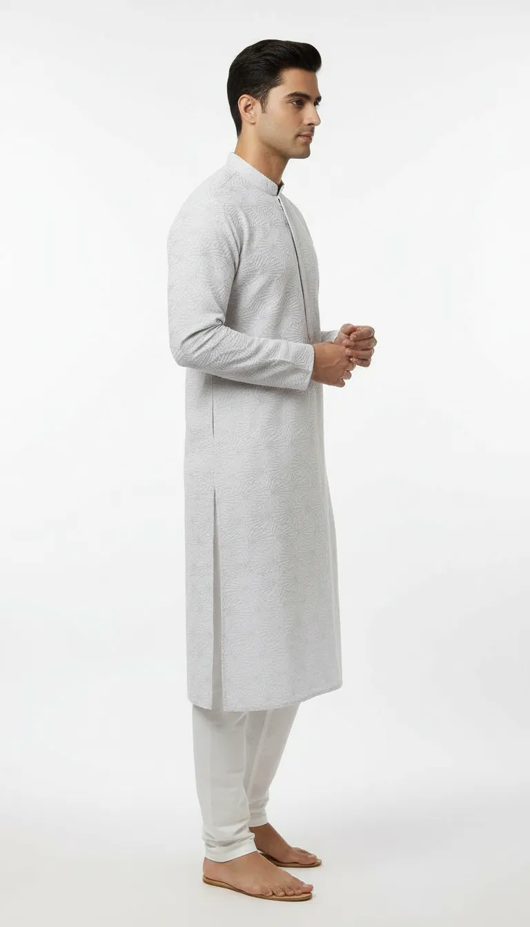 Mens Designer White Kurta view 2