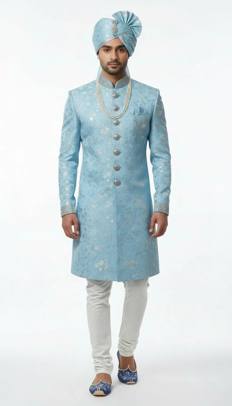 Designer jacquard  Sherwani view 5