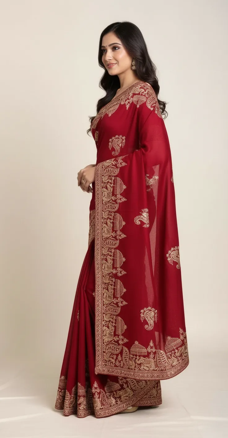 Embroidered Bulk Cut Silk Saree view 2