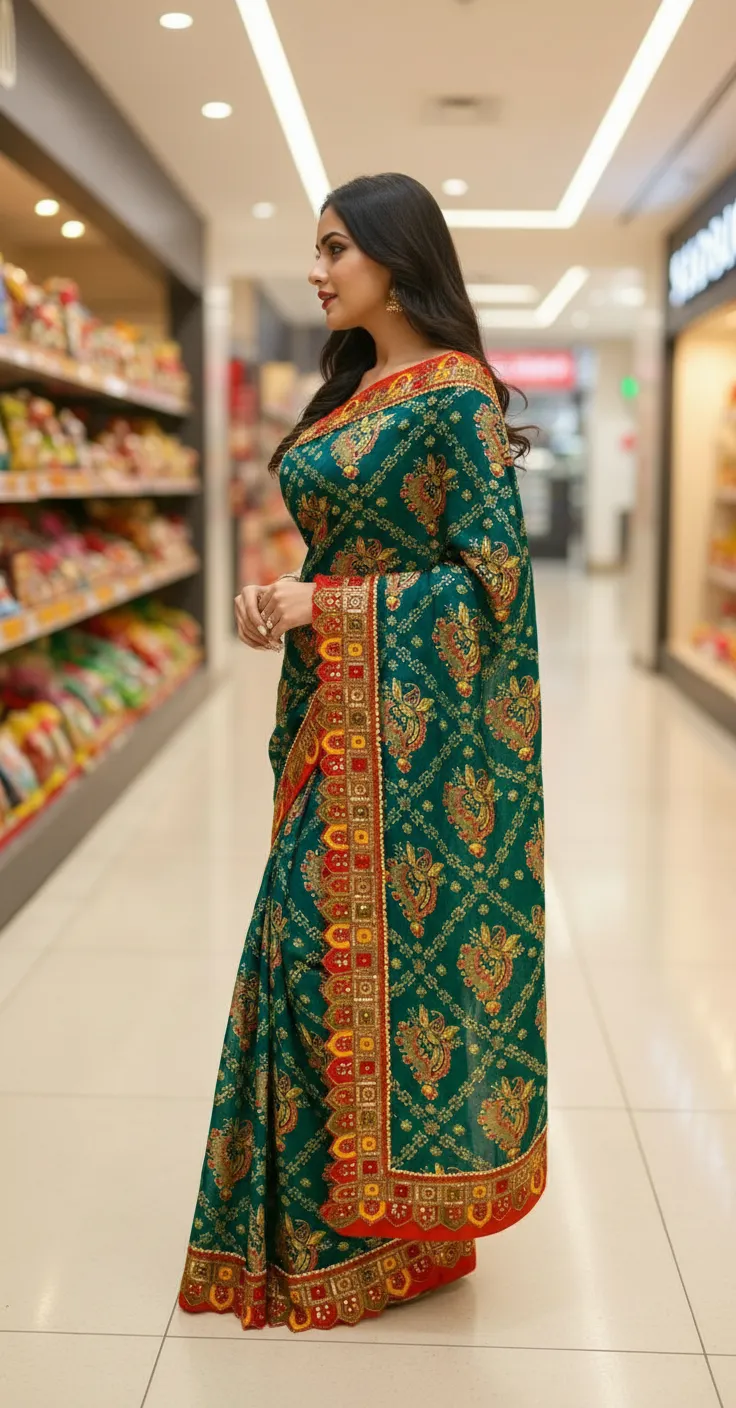 Embroidered Jaipuri Saree view 2