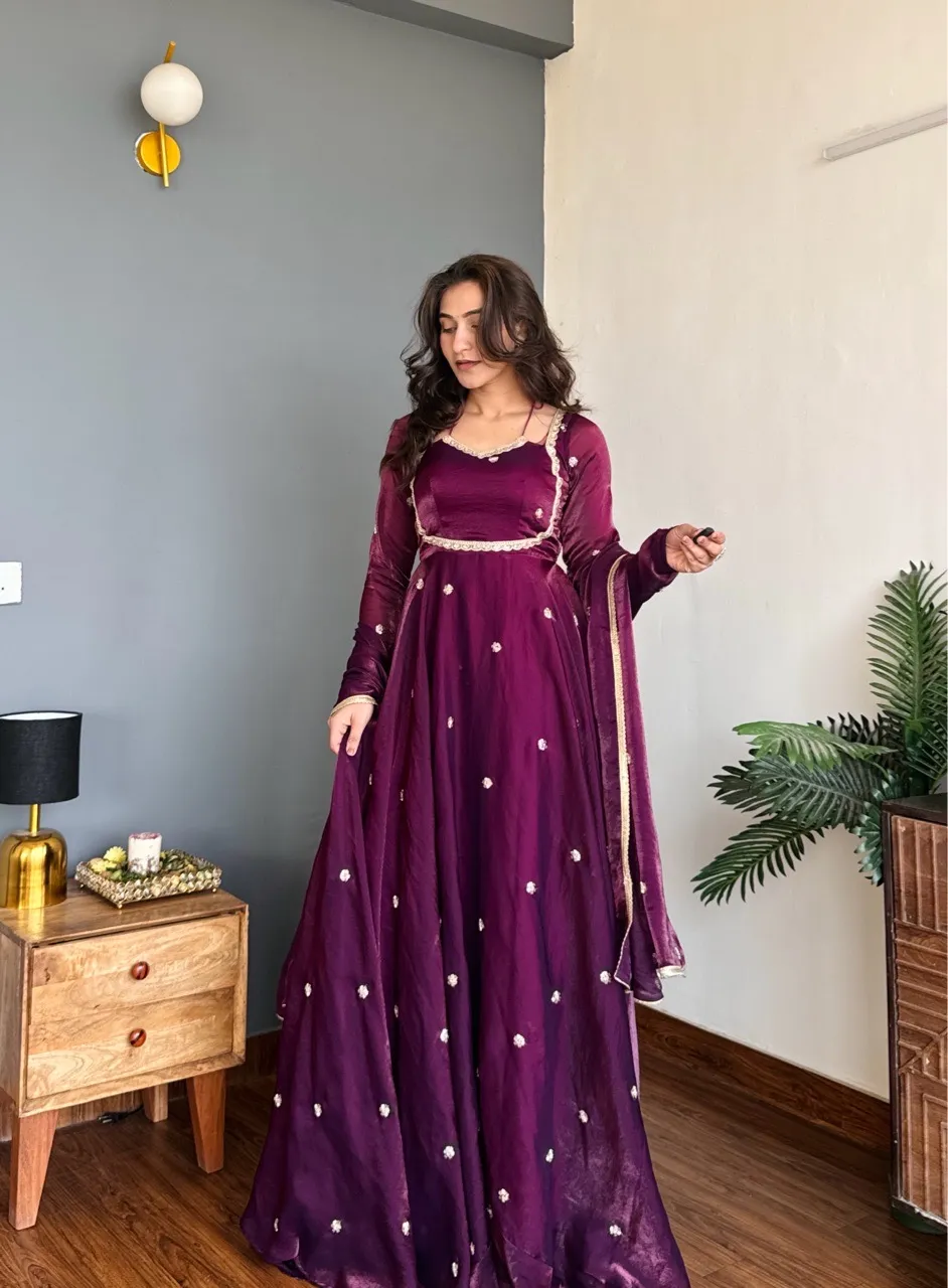 ‘Aafreen’ Anarkali- Wine