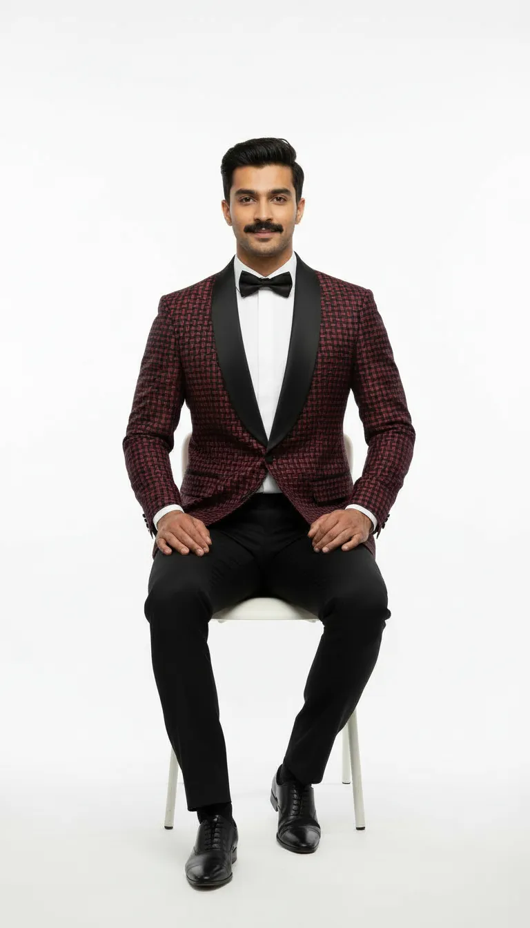 Mens Red Black Designer Tuxedo view 3