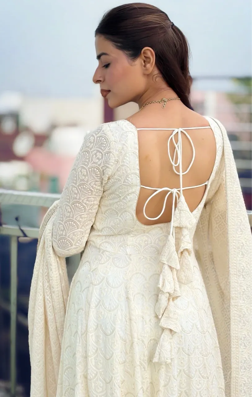‘Husn’ Chikankari Anarkali view 4