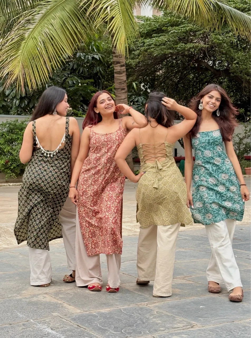 Mehendi Green Tie-Up Kurti view 4