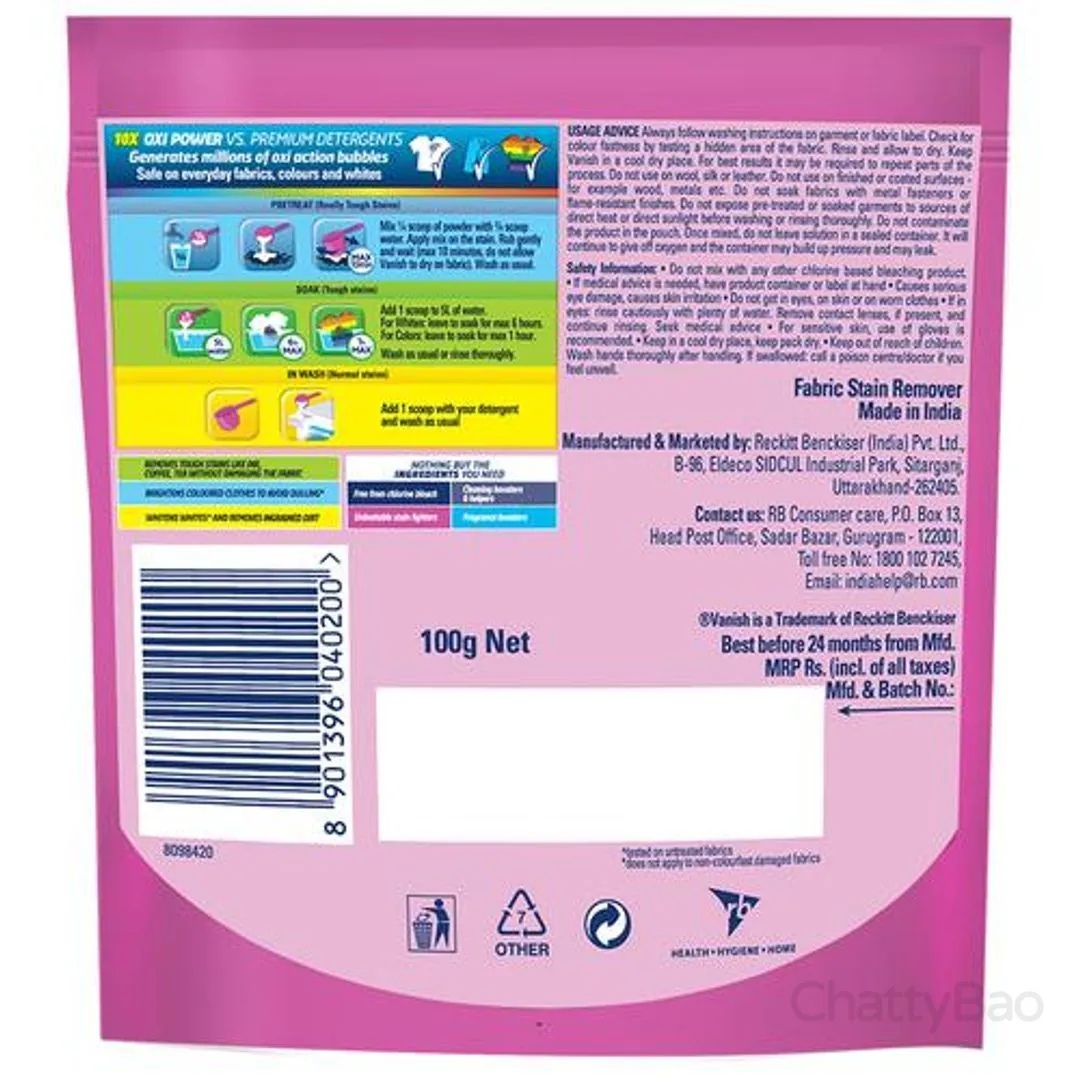Vanish All in One Powder Detergent Booster 100 g view 2