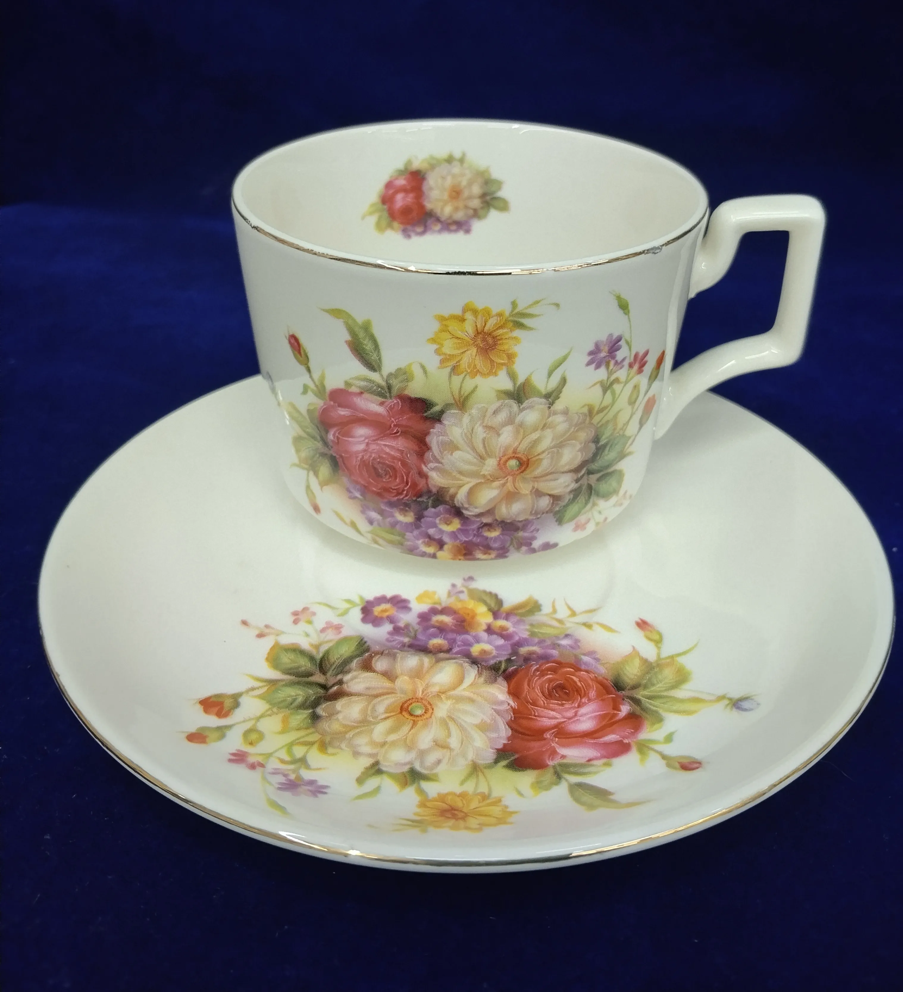 Floral Porcelain Cup and Saucer view 2