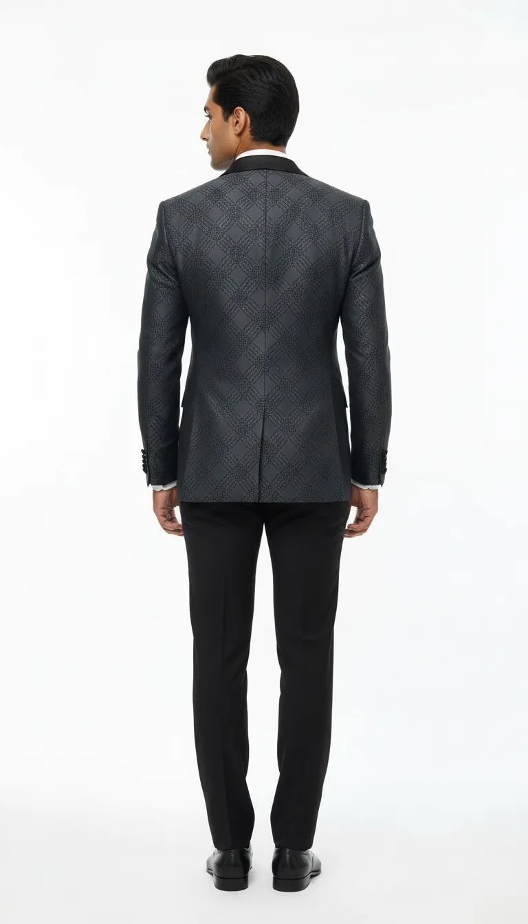 Designer Gray Tuxedo Suit view 4
