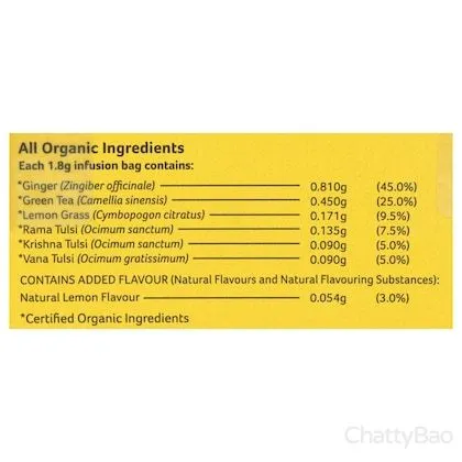 Organic India Tulsi Green Tea Bags - Lemon & Ginger (Pack of 25) view 5