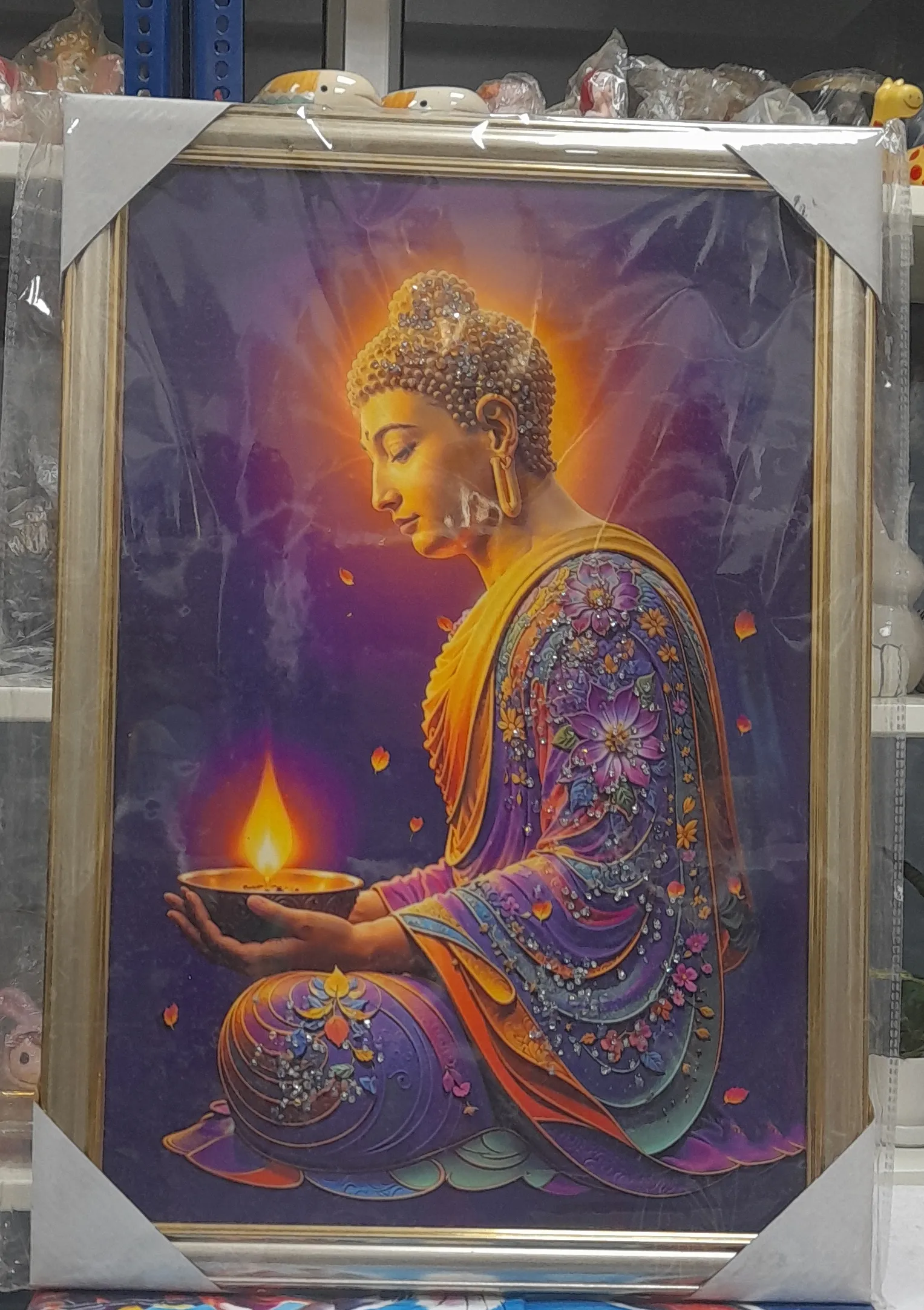 Buddha with Lamp Painting 18"H & 12W view 2