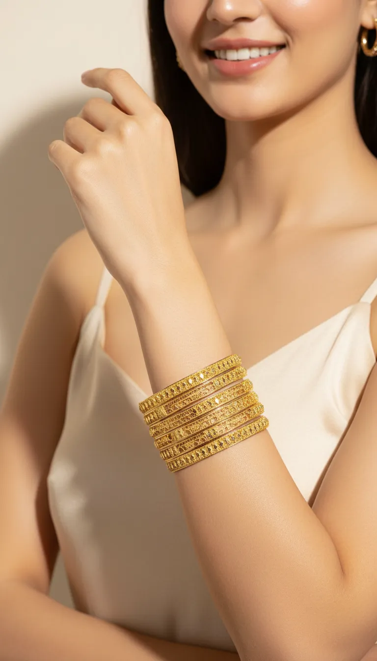 Turkiesh Gold Bangles view 2