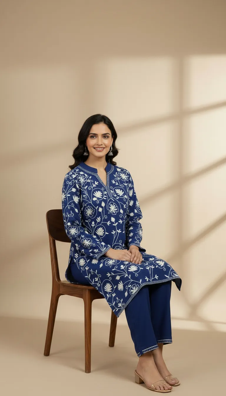 Blue Woolen Co-ord Set view 3