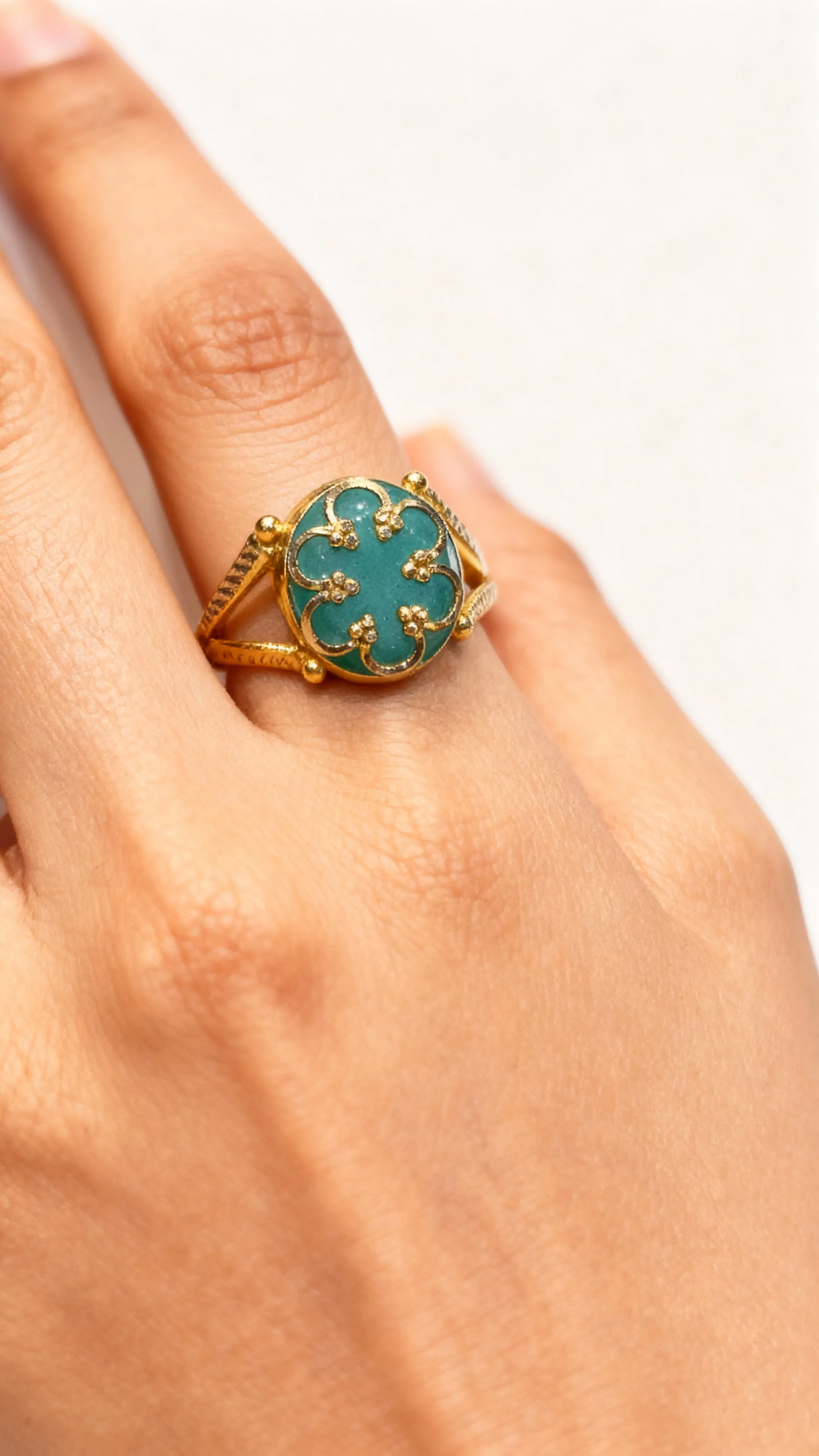 Gold Floral Ring view 2