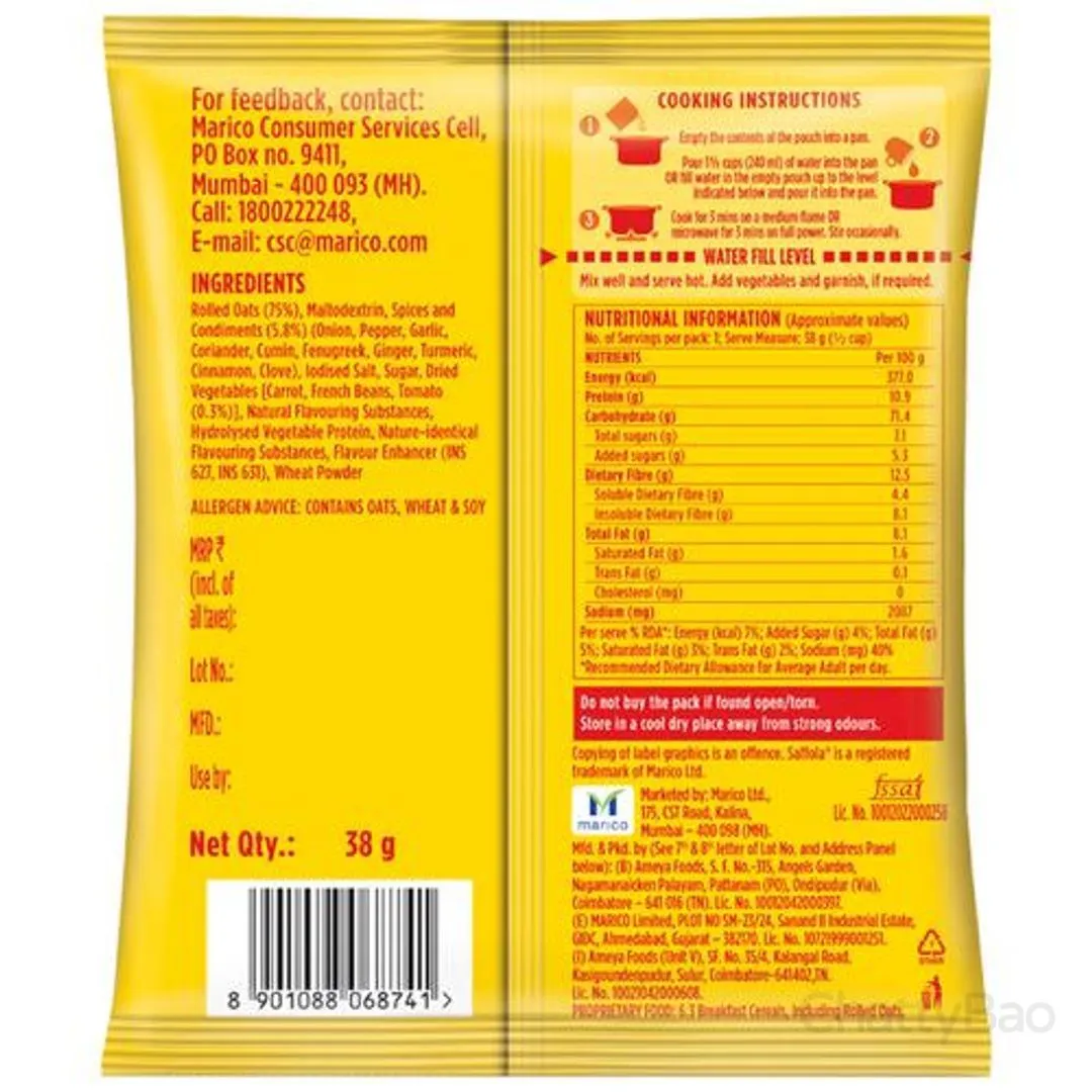 Saffola Masala Oats - Peppy Tomato 38 g view 2