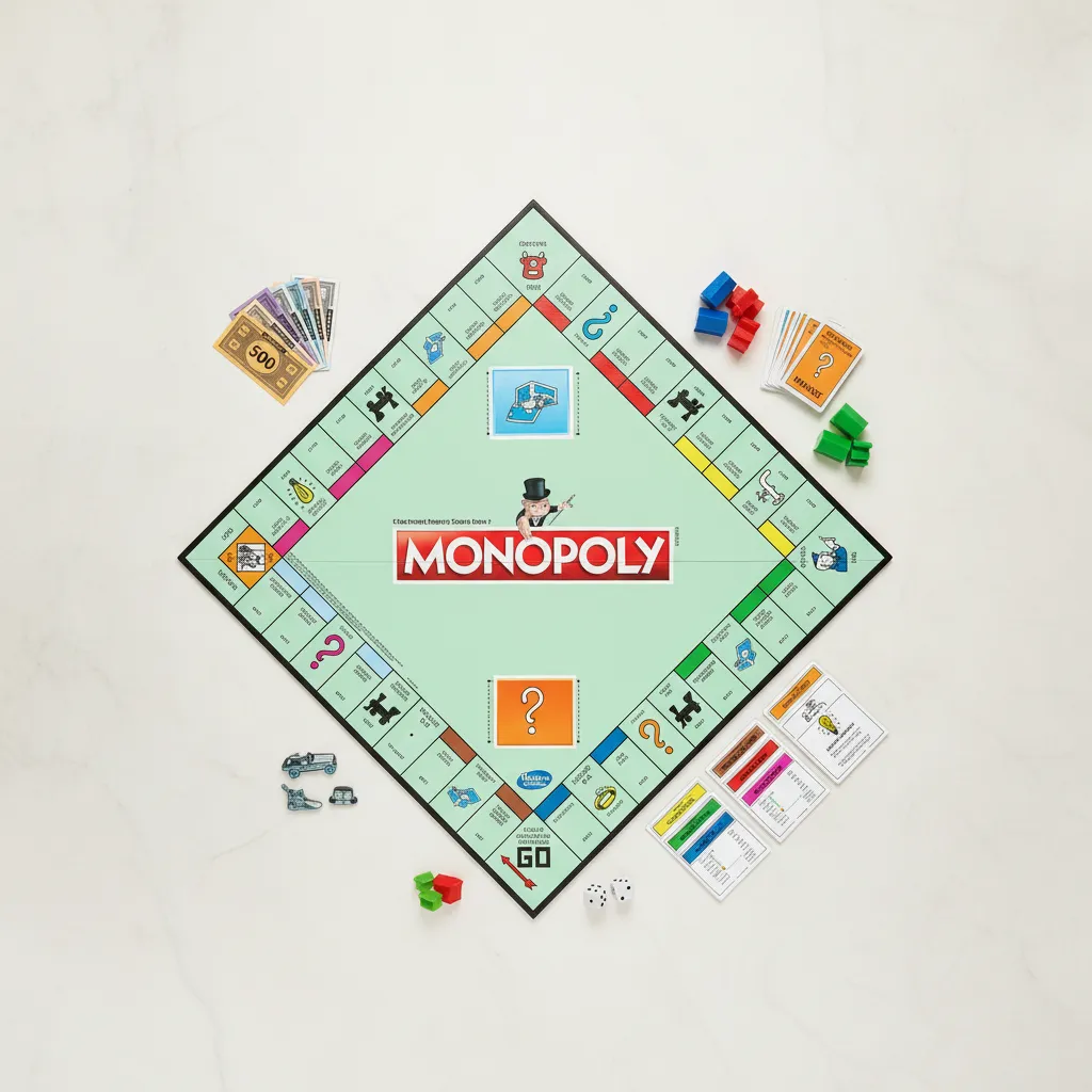MONOPOLY Board Game (Multicolor) for Families and Kids Ages 8 and Up, Classic fantasy Gameplay view 3
