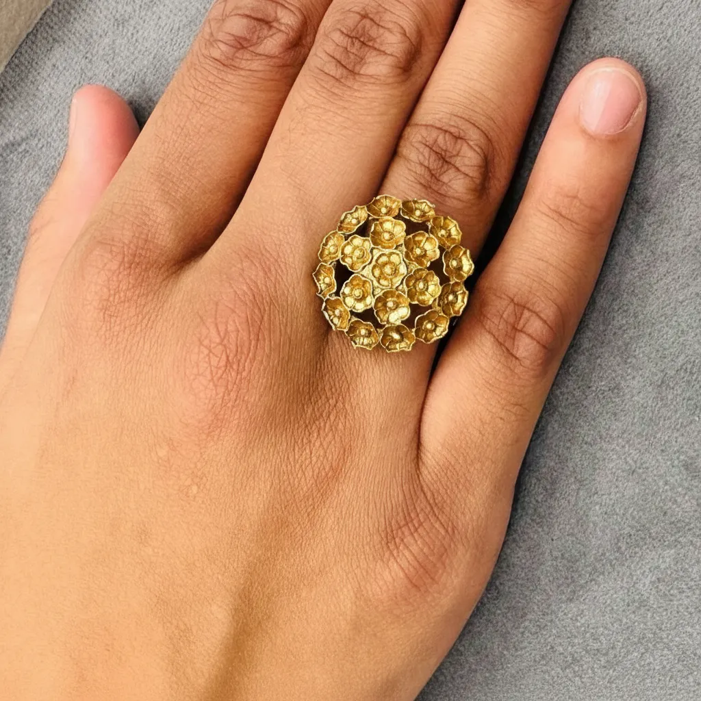 Golden Floral Bouquet Ring view 2