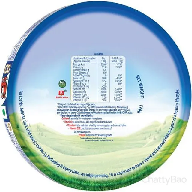 Britannia The Laughing Cow Cheese Triangles 120 g 8 Pieces view 2