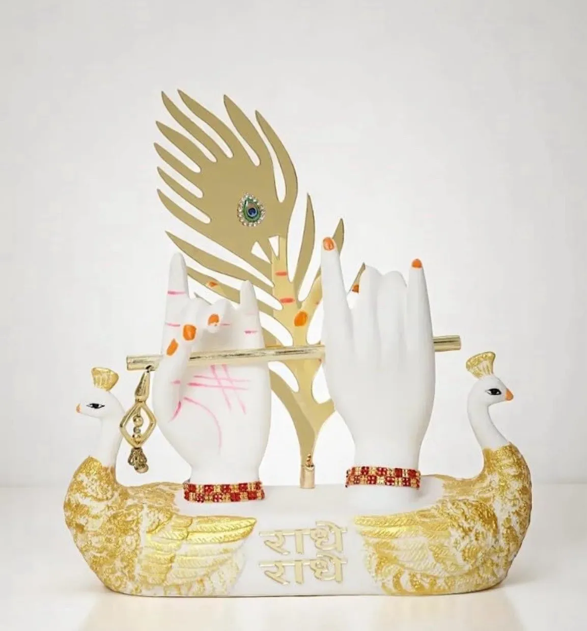 Divine Krishna Hand on Peacock Boat – Symbol of Grace & Serenity view 4
