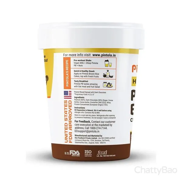 Pintola High Protein Dark Chocolate Peanut Butter Creamy 1 Kg view 4