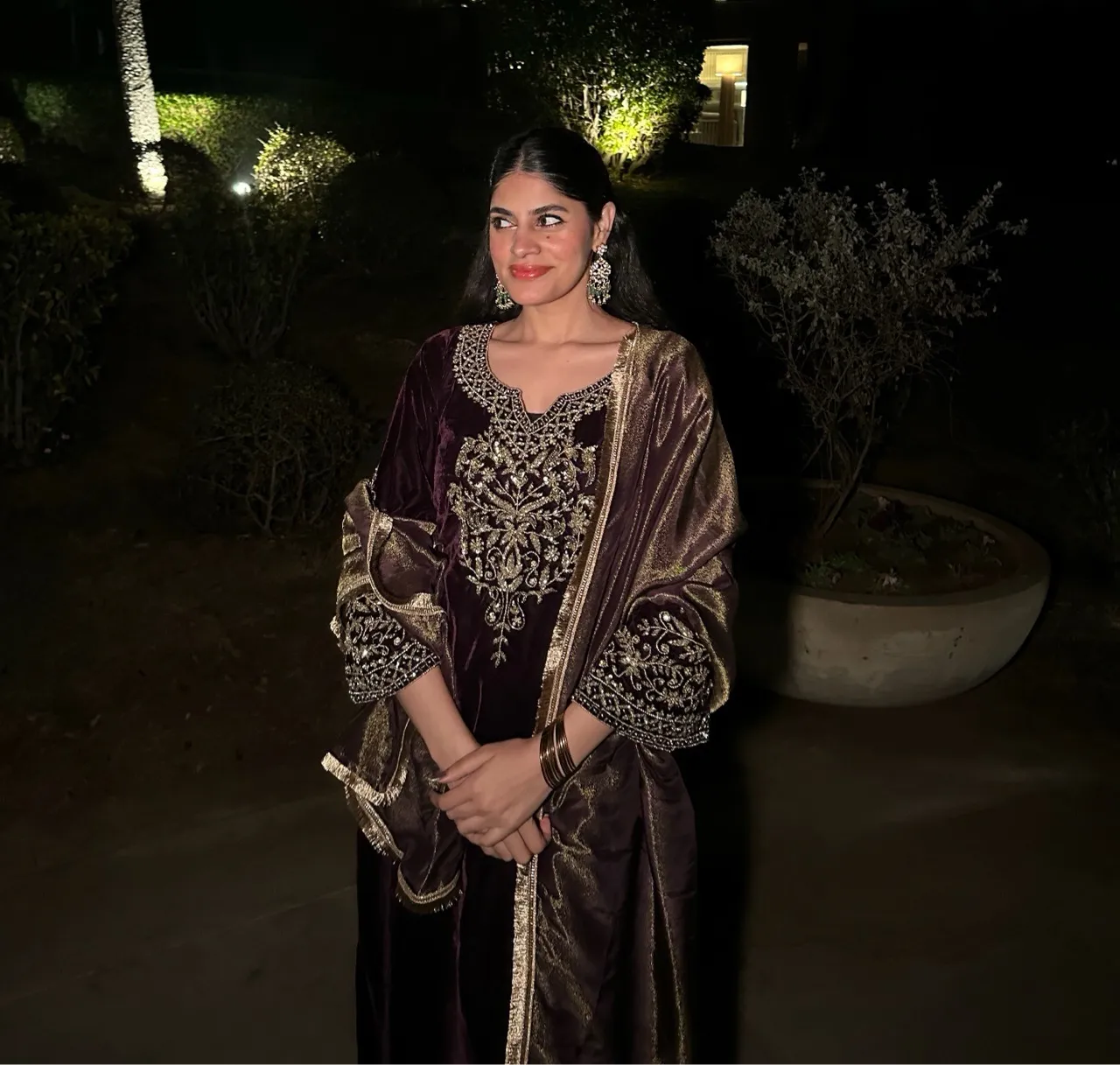 ‘Husnara’ Hand embroidered Velvet Suit view 7