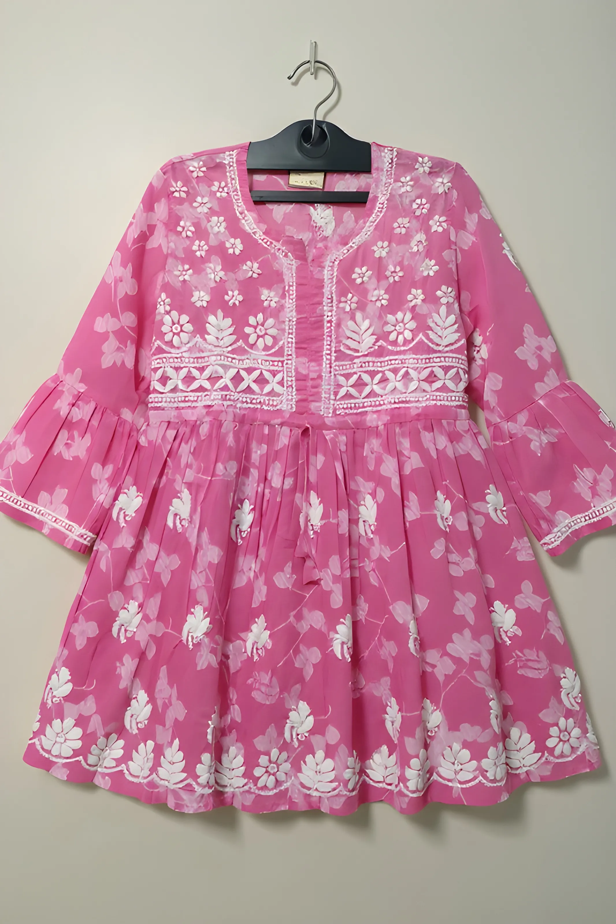Pink Floral Kurti view 2