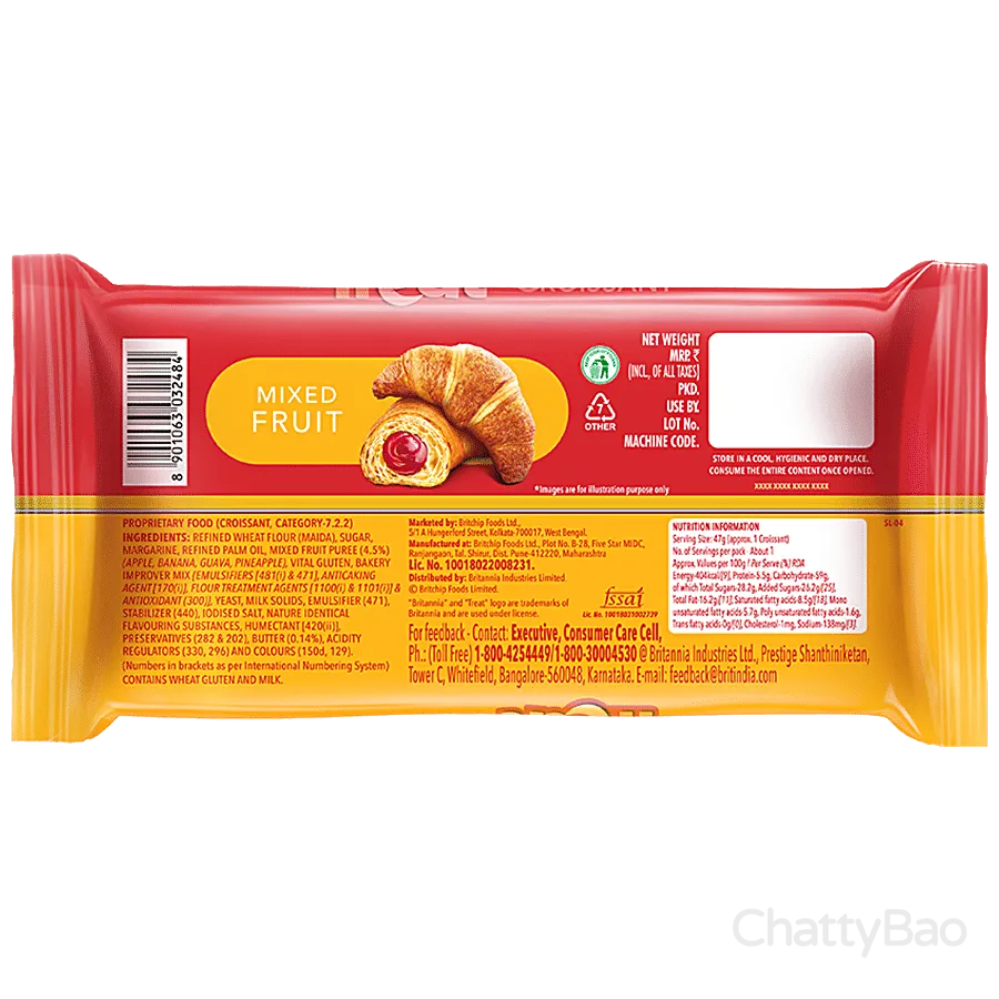 Britannia Treat Croissant - Mixed Fruit 47 g view 2