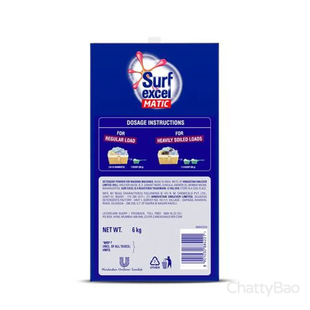 Surf Excel Matic Detergent Powder Front Load 6 Kg view 2