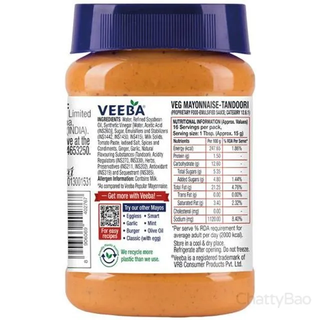 Veeba Veg Mayonnaise Tandoori Mayo 250 g view 2