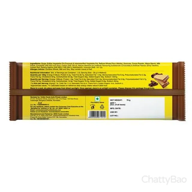 Unibic Wafers - Rich Chocolate 75 g view 3